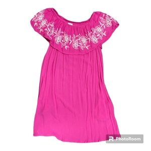 Accessorize Erin Embroidered Off Shoulder Sundress Cover Up Dress Size S Pink